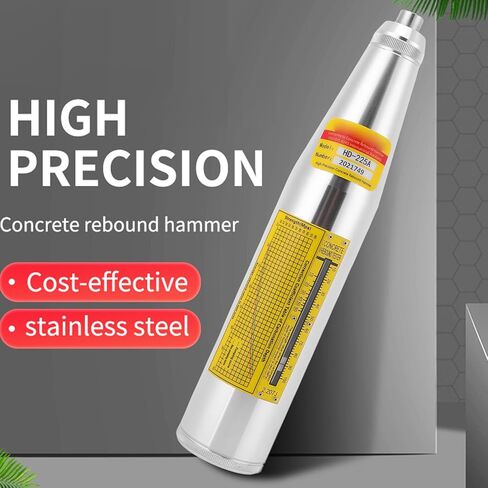 ViaGasaFamido HD-225A Professional Concrete Rebound Hammer Tester High Compression Mechanical Resiliometer 10-70MPa 1450-10150psi for Bridges Road Strength Testing in Saudi Arabia