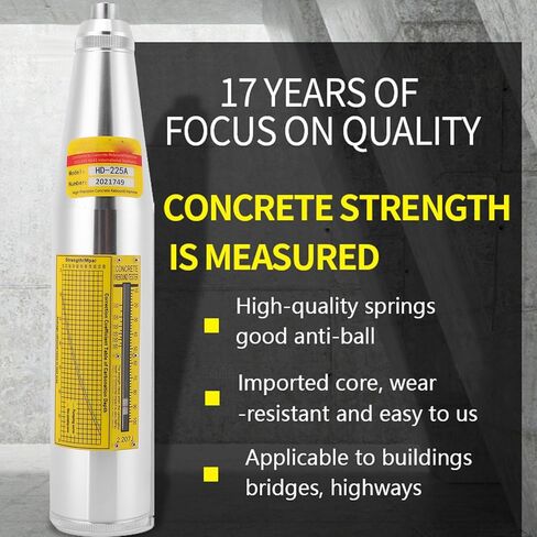ViaGasaFamido HD-225A Professional Concrete Rebound Hammer Tester High Compression Mechanical Resiliometer 10-70MPa 1450-10150psi for Bridges Road Strength Testing in Saudi Arabia