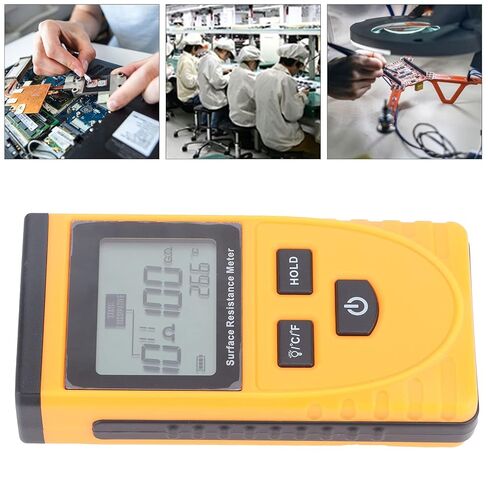 Hyuduo Surface Resistance Tester Handheld LCD Digital Display Surface Resistance Tester Handheld LCD Digital Display Antistatic Meter Convenient to Hold and Operate in Saudi Arabia