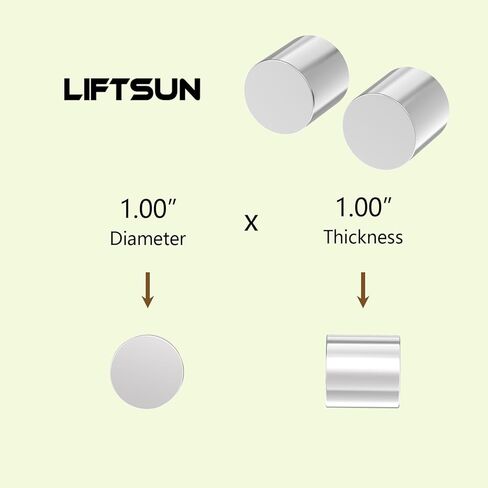 Strong 1Inch Large Cylinder Magnet N42-1.00" D x 1.00" H - 2 Pack Super Strong Neodymium Magnets, Powerful Heavy Duty Permanent Disc Rare Earth Magnets, 61LBS Pull Force, NiCuNi Coating in Kuwait