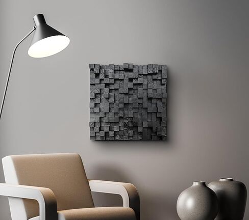 Lukelli 3D Wall Art, Sound diffusing panel, Studio Sound diffuser, Modern Wall decor, Cube Wall decor, Black wall decor, Wood art, Acoustic panel in Saudi Arabia