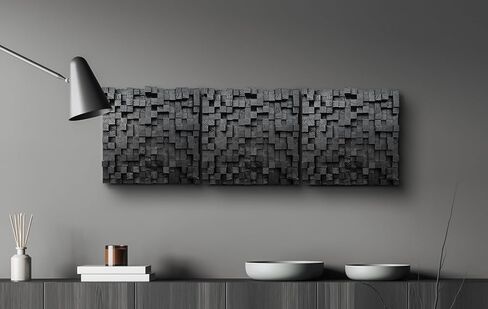 Lukelli 3D Wall Art, Sound diffusing panel, Studio Sound diffuser, Modern Wall decor, Cube Wall decor, Black wall decor, Wood art, Acoustic panel in Saudi Arabia