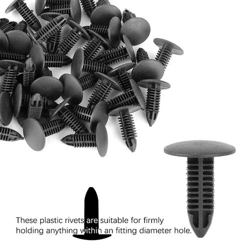 200 Pieces Nylon Bumper Fastener Rivet Clips, Fender and Bumper Guard Fixers for 6.5mm Hole Fixing and Body Clips - Black in Saudi Arabia