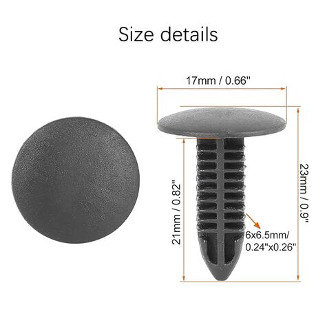 200 Pieces Nylon Bumper Fastener Rivet Clips, Fender and Bumper Guard Fixers for 6.5mm Hole Fixing and Body Clips - Black in Saudi Arabia