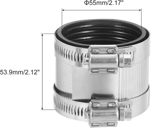 Flexible Pipe Coupling, 55mm Pipe Connector with Stainless Steel Hose Clamps Stainless Steel Pipe Repair Clamp for Plastic and Metal Pipes in Saudi Arabia