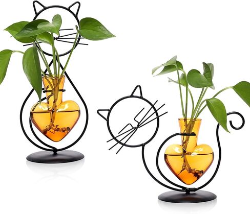 Plant Terrarium Plant Propagation Station Cat Lover Gifts for Women Plant Lovers Home Office Decor Cat Desk Accessories in Saudi Arabia