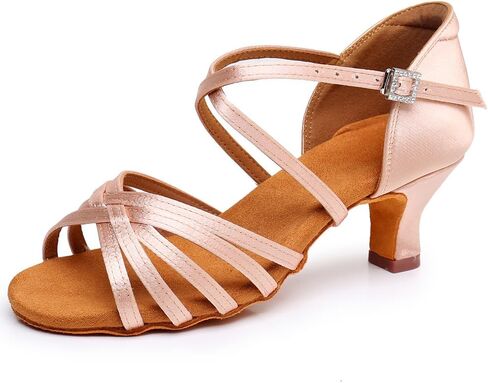 Women's Latin Dance Shoes Satin Professional Ballroom Salsa Practice Performance Dance Shoes in Saudi Arabia