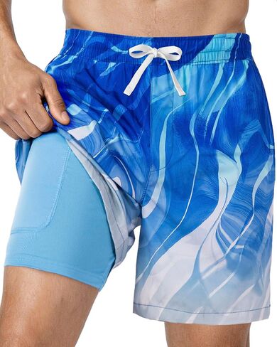 شورت سباحة رجالي 2 في 1 سريع الجفاف على الشاطئ مع جيوب، بدلة استحمام لقضاء عطلة غير رسمية in Kuwait