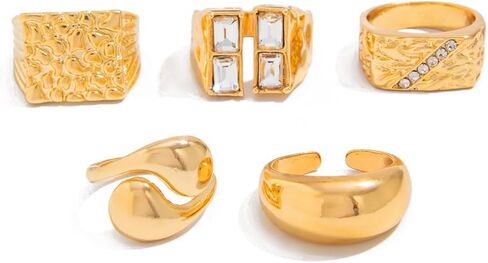 Rings for Women Adjustable Chunky Rings Set Vintage Wide Colorful Flower Stackable Ring for Women Thick Statement Ring Chunky Jewlery in Kuwait