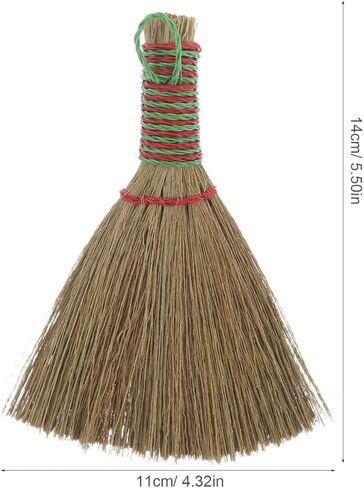 OUNONA Natural Corn Broom with Handle Small Whisk Broom for Indoor Cleaning Soft Bristles for Furniture and Bed Compact Straw Cleaning Brush for Home Use in Saudi Arabia