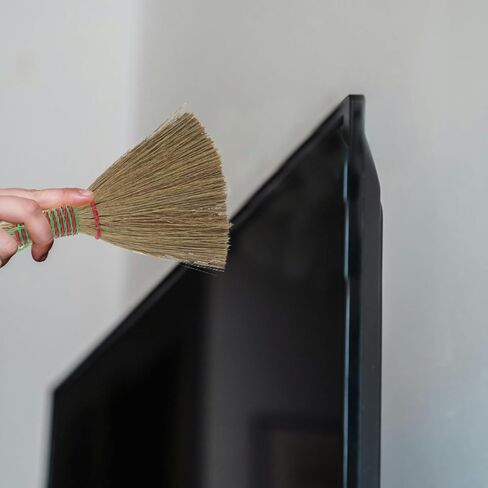 OUNONA Natural Corn Broom with Handle Small Whisk Broom for Indoor Cleaning Soft Bristles for Furniture and Bed Compact Straw Cleaning Brush for Home Use in Saudi Arabia