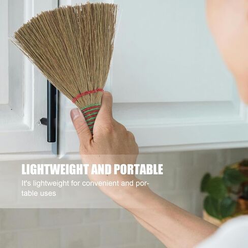 OUNONA Natural Corn Broom with Handle Small Whisk Broom for Indoor Cleaning Soft Bristles for Furniture and Bed Compact Straw Cleaning Brush for Home Use in Saudi Arabia