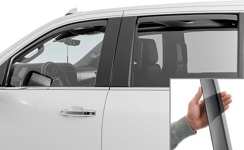 WeatherTech Custom Fit Side Window Deflectors for Silverado 2500HD/3500HD, Sierra 2500HD/3500HD - (80977IM-81930IM), Front & Rear Set - Dark Tint in Saudi Arabia