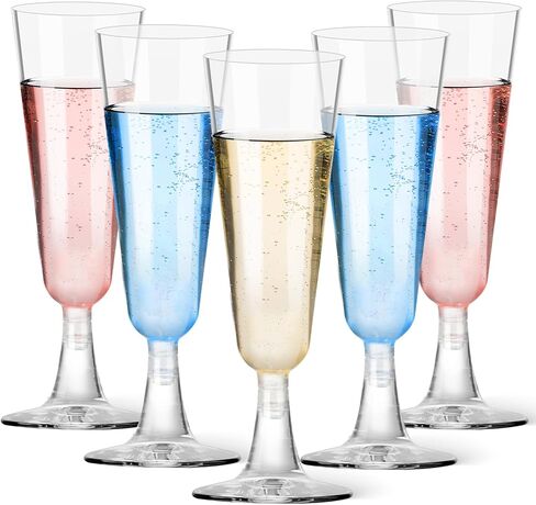 Plastic Champagne Flutes 40 Pack, 5.5 Oz Clear Disposable Plastic Champagne Glasses, Wine Glasses Cups for Wedding Celebration Birthday Party Valentines Wine Tasting New Years Eve Party Supplies in Kuwait