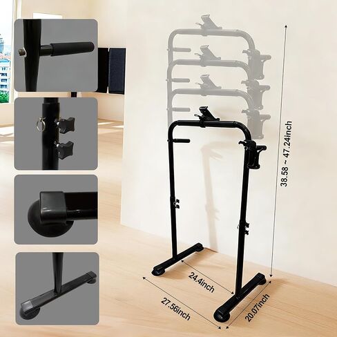 Ergonomic 24.4 Inch Wide Handle Bar for Walking Pad Only,with Phone and Cup, Holder Adjustable Handrail Height from 38.58 to 47.24 in,Saarland Steel, Back Relief&Posture Support (Black) in Saudi Arabia