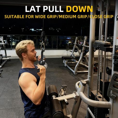 Lat Pull Down Bar Set for Cable Machine, Lat Pulldown Attachments with 360° Rotating Handles, 3-Bar Multi-Grip Design, 16 Adjustable Angles, Knurled Narrow Mid Wide Grips, Heavy-Duty Aluminum Alloy, 660 lb Capacity in Kuwait