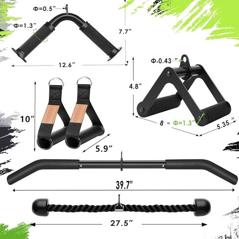 Cable Machine Attachment Set LAT Pulldown Attachments ,Cable Machine Accessories for Home Gym Weight Workout 5 Pcs in Kuwait