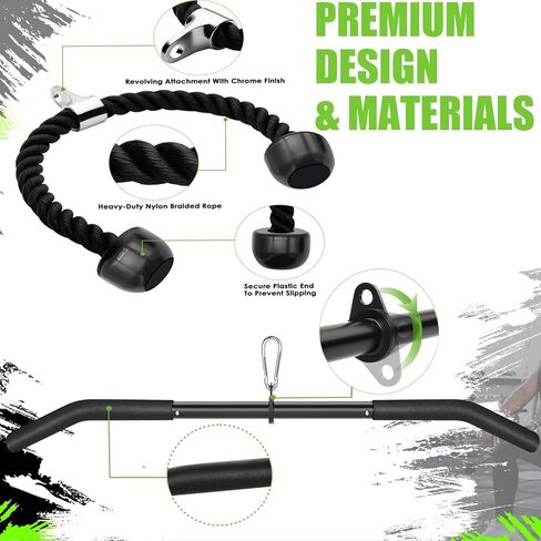 Cable Machine Attachment Set LAT Pulldown Attachments ,Cable Machine Accessories for Home Gym Weight Workout 5 Pcs in Kuwait