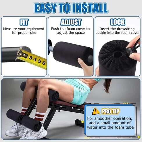 Foot Foam Pads Rollers Replacement with Luxury Plush Cover - Sweat-Wicking & Easy Clean, Cloud-Like Comfort for Home Gym Leg Extension, Weight Bench, Inversion Table - Fits 1-Inch Tube (2PCS) in Saudi Arabia