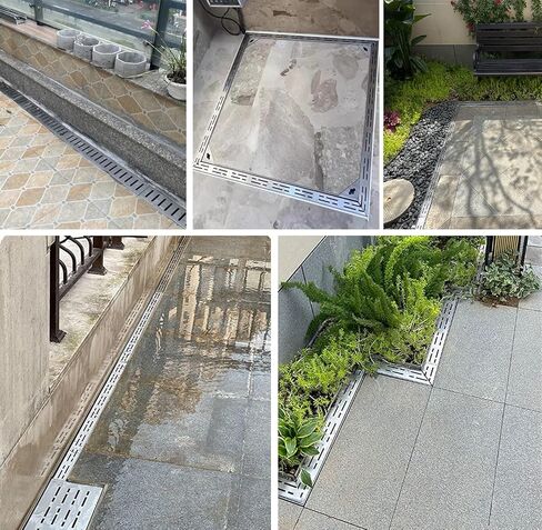 Durable Stainless Steel Trench Drain with Grate - Effective Linear Gutter System for Outdoor & Indoor Use, 5cm x 3cm (2" x1 1/8"), Ideal for Debris Straining in Saudi Arabia
