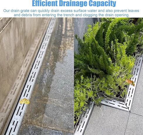 Durable Stainless Steel Trench Drain with Grate - Effective Linear Gutter System for Outdoor & Indoor Use, 5cm x 3cm (2" x1 1/8"), Ideal for Debris Straining in Saudi Arabia