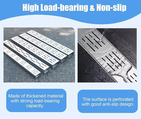 Durable Stainless Steel Trench Drain with Grate - Effective Linear Gutter System for Outdoor & Indoor Use, 5cm x 3cm (2" x1 1/8"), Ideal for Debris Straining in Saudi Arabia