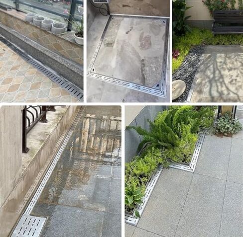 Durable Stainless Steel Trench Drain with Grate - Effective Linear Gutter System for Outdoor & Indoor Use, 5cm x 3cm (2" x1 1/8"), Ideal for Debris Straining in Saudi Arabia