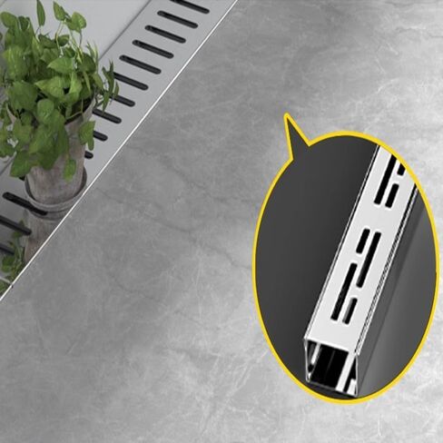 Stainless Steel Balcony Small Drain System Kit Length 39.4in, U-Shaped Ditch Drainage Channel Grate Sidewalk, Courtyard Metal Floor Trench with Caps(39.4X5.9X2.6IN) in Saudi Arabia