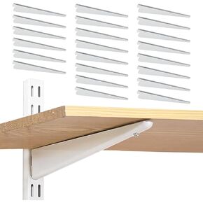 دعامات أرفف قابلة للتعديل 24 حزمة من أقواس أرفف الأسلاك شديدة التحمل مقاس 16 بوصة للقوائم القياسية ذات الشقوق المزدوجة، يدعم أرفف معدنية بيضاء لتنظيم خزانة نظام الأرفف القابل للتعديل in Kuwait