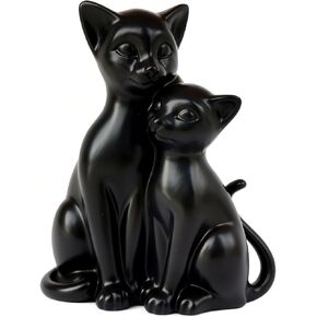 تمثال قطة باللونين الأسود والفضي، ديكور منحوت للزوجين، فن إبداعي متعدد الألوان لنحت القطط، ديكور غرفة المعيشة المنزلية الحديثة والبسيطة، هدية عيد الحب للنساء in Kuwait