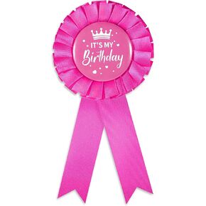Birthday Ribbon Badge Brooch Purple Fabric Birthday Corsage Satin Tinplate Badge Pin for Girls Women Men Party Decorations Gifting Party Favors in Kuwait