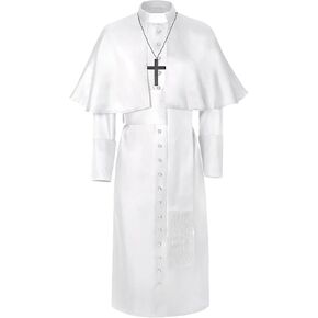 Unisex Clergy Robe Adult Priest Costume Monk Wizard Exorcist Costume Renaissance Cosplay Halloween Outfit in Kuwait