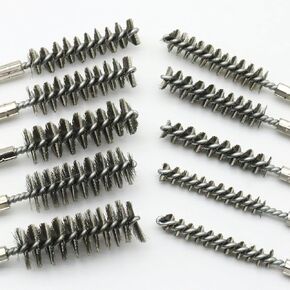 10 Pcs Bore Brush for Drill, Stainless Steel Twisted Wire Brush Drill Attachments, 1/4" Hex Shank Bristle Round Wire Brushes, Tube Pipe Cleaner for Rust in Kuwait