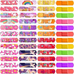 Flasoo 390 Pcs Kids Bandages, 33 Styles 6 Cartoon Cute Bandage for Kids, Girls Bandages for Kids, Colorful Bandage Flexible & Waterproof Adhesive for Minor Cuts and Scrapes, Assorted Patterns in Kuwait