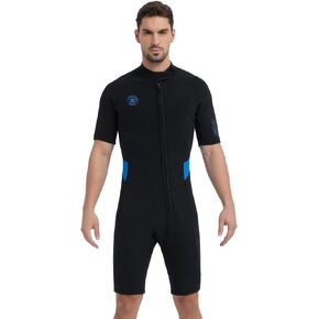 Lemorecn 2mm Shorty Wetsuits for Men and Women, 2mm Ultra-Stretch Neoprene Shorty Wetsuit Front Zip Thermal Swimsuit Diving Suit in Kuwait