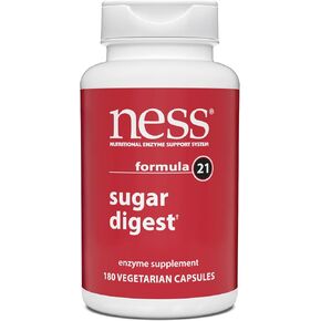 Ness® Sugar Digest | Multi-Enzyme Digestive Supplement | Supports Sugar & Carbohydrate Digestion | Amylase, Lactase & Invertase Enzyme Blend | 180 Vegetarian Capsules in Kuwait