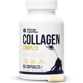العناية بالجروح بالإضافة إلى مكمل مركب الكولاجين - ببتيدات الكولاجين متعددة المصادر (البقري، البحري، الدجاج، قشر البيض) - يدعم صحة الجلد والأنسجة - 90 كبسولة - خالية من الغلوتين، غير معدلة وراثيًا، صديقة للكيتو in Kuwait