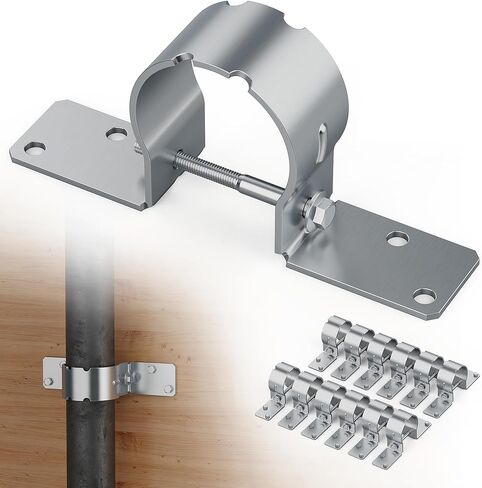 12 PCS Fence Post Brackets, 1 7/8 Steel to Wood Fence Bracket, Fence Brackets for Metal Posts, Galvanized Pipe Grip Tie - Fence Post Repair with Bolts in Kuwait