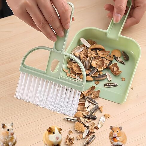 Mini Dustpan and Brush Set, Portable Exquisite Pet Waste Cleaning Kit, Hamster Sand Scooper Cage Cleaning Tool for Small Pets Hamsters Guinea Pigs Hedgehogs Chinchillas Rabbits(Green) in Saudi Arabia