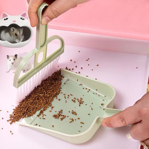 Mini Dustpan and Brush Set, Portable Exquisite Pet Waste Cleaning Kit, Hamster Sand Scooper Cage Cleaning Tool for Small Pets Hamsters Guinea Pigs Hedgehogs Chinchillas Rabbits(Green) in Saudi Arabia