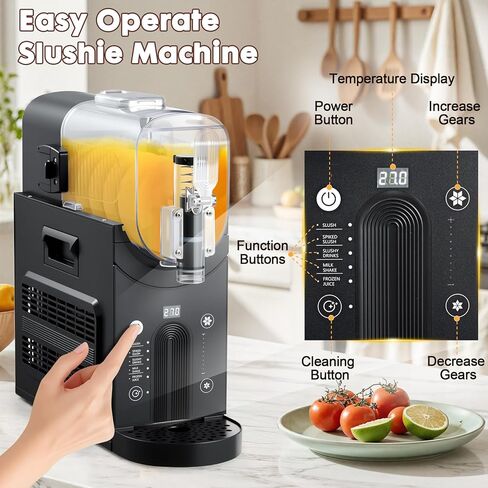 Slushie Machine Professional Slushy Maker,64 oz Frozen Drink Maker with 5 Pre-Set Programs for Milkshake,Frappe,Margarita,Cold Drink,No Ice Needed in Kuwait