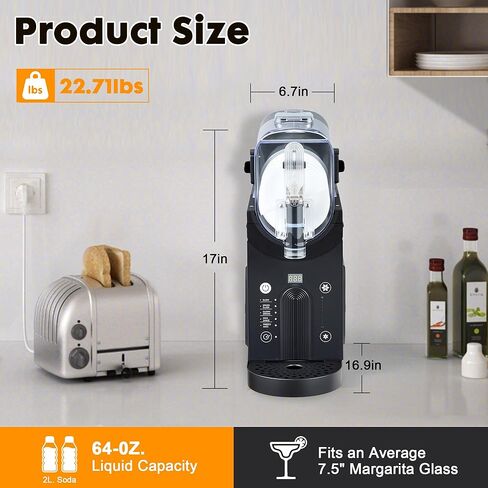 Slushie Machine Professional Slushy Maker,64 oz Frozen Drink Maker with 5 Pre-Set Programs for Milkshake,Frappe,Margarita,Cold Drink,No Ice Needed in Kuwait
