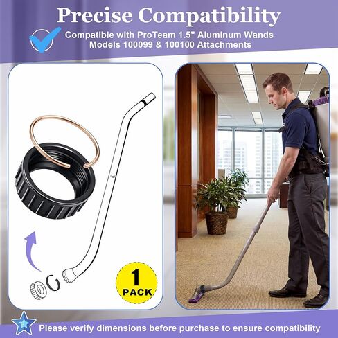 صامولة بديلة لعصي الألومنيوم مع حلقة قفل معدنية، متوافقة مع موديلات عصا الألومنيوم Proteam 100099 و100100، مرفق عصا مكنسة كهربائية تجارية مقاس 1.5 بوصة للتوصيل in Kuwait