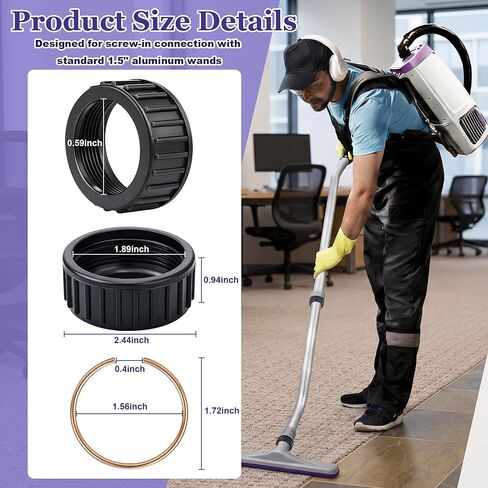 صامولة بديلة لعصي الألومنيوم مع حلقة قفل معدنية، متوافقة مع موديلات عصا الألومنيوم Proteam 100099 و100100، مرفق عصا مكنسة كهربائية تجارية مقاس 1.5 بوصة للتوصيل in Kuwait