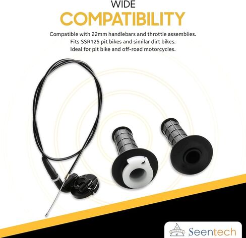 Seentech 22mm Twist Throttle Grip مع مجموعة الكابل - يناسب SSR125 Pit Bike، Baja MB165 Mini Bike، 50cc-250cc 4-Stroke Dirt Bike Handlebar Grip Set for 7/8 بوصة المقاود in Kuwait