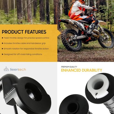 Seentech 22mm Twist Throttle Grip مع مجموعة الكابل - يناسب SSR125 Pit Bike، Baja MB165 Mini Bike، 50cc-250cc 4-Stroke Dirt Bike Handlebar Grip Set for 7/8 بوصة المقاود in Kuwait