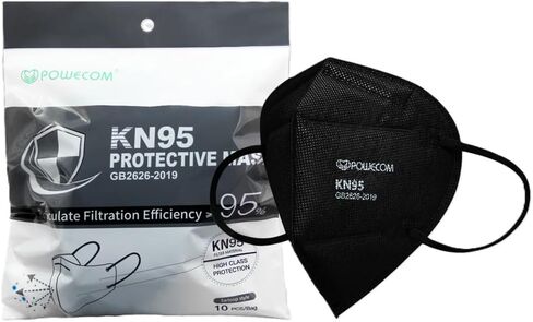 أقنعة الوجه للتنفس POWECOM KN95 (10 عبوات) | أسود | نمط حلقة الأذن in Saudi Arabia