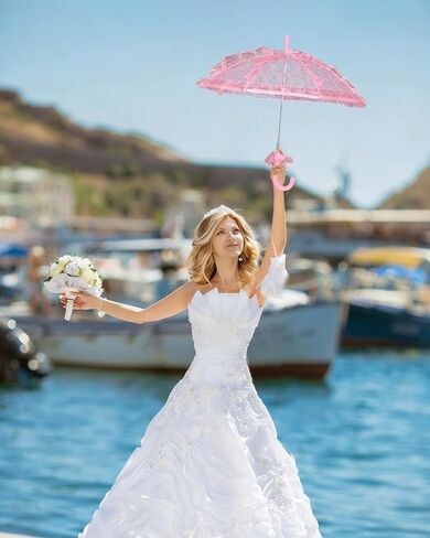 المظلة ذات الدانتيل الأبيض المصغرة مع قفازات زهرية للفتيات الذين تتراوح أعمارهم بين 5-12 من مظلة الزفاف القديمة للفتيات الزهور ، المظلة الدانتيل الزفاف للأطفال لحفل الشاي ودائم الصور in Kuwait