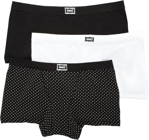 Hanes Women's Original Stretch Vintage Boxer Brief - 3 Pack, 45VOBB, Pink/Black/Pattern, XL in Saudi Arabia