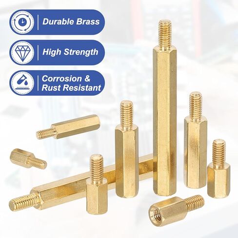 MECCANIXITY M2.5 Male Brass Hex Spacer Standoffs Screws Nuts, 20 Set Hex Column Screw Nut Assortment Kit M2.5 * 19+6 Threaded Standoff for Raspberry Pi PCB Motherboard DIY in Saudi Arabia
